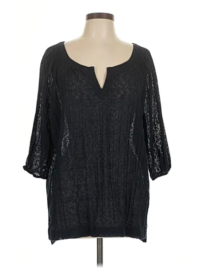 Pre-owned Eddie Bauer 3/4 Sleeve Blouse In Black