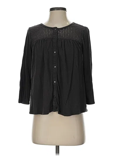 Pre-owned Eddie Bauer 3/4 Sleeve Blouse In Black