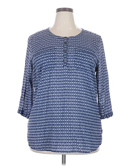 Pre-owned Eddie Bauer 3/4 Sleeve Blouse In Blue