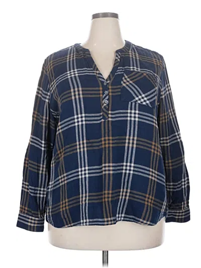 Pre-owned Eddie Bauer 3/4 Sleeve Blouse In Blue