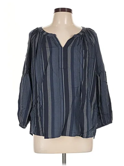 Pre-owned Eddie Bauer 3/4 Sleeve Blouse In Blue