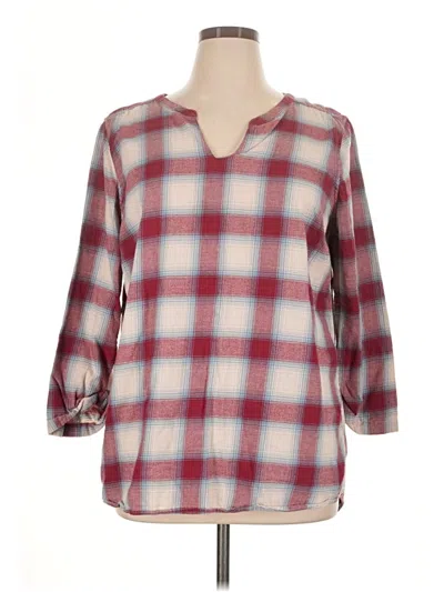 Pre-owned Eddie Bauer 3/4 Sleeve Blouse In Burgundy