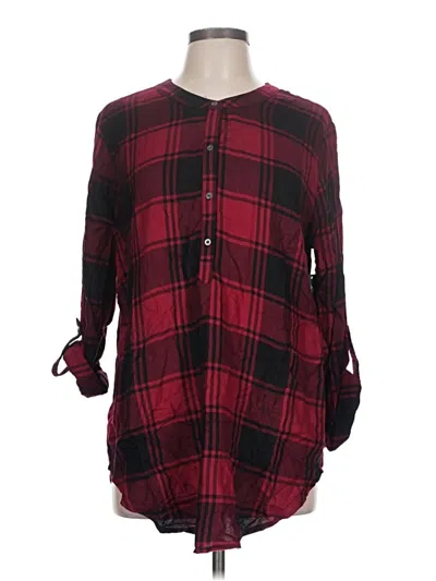 Pre-owned Eddie Bauer 3/4 Sleeve Blouse In Burgundy