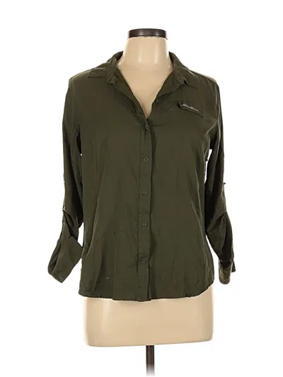 Pre-owned Eddie Bauer 3/4 Sleeve Blouse In Green