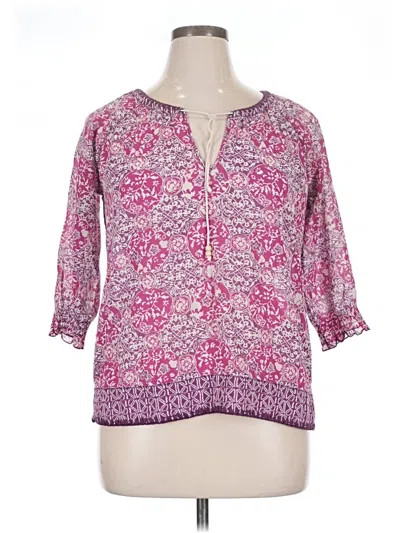 Pre-owned Eddie Bauer 3/4 Sleeve Blouse In Pink