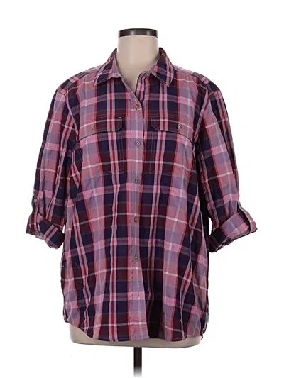 Pre-owned Eddie Bauer 3/4 Sleeve Blouse In Purple