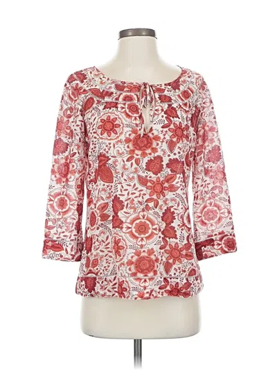 Pre-owned Eddie Bauer 3/4 Sleeve Blouse In Red