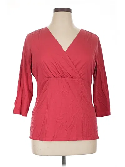 Pre-owned Eddie Bauer 3/4 Sleeve Blouse In Red