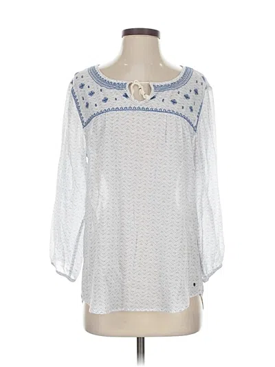 Pre-owned Eddie Bauer 3/4 Sleeve Blouse In Silver