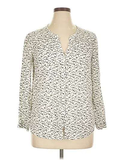 Pre-owned Eddie Bauer 3/4 Sleeve Blouse In White