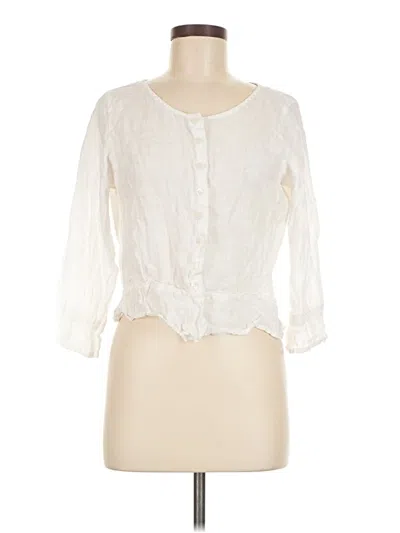 Pre-owned Eddie Bauer 3/4 Sleeve Blouse In White