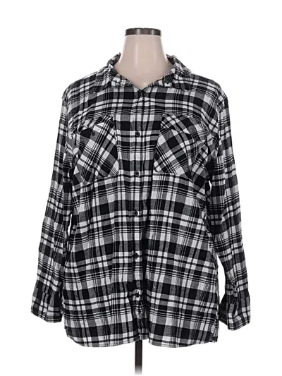 Pre-owned Eddie Bauer 3/4 Sleeve Button Down Shirt In Black