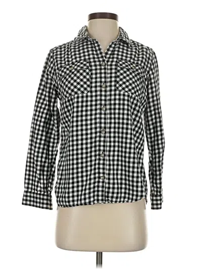 Pre-owned Eddie Bauer 3/4 Sleeve Button Down Shirt In Black