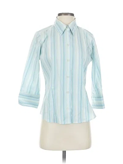 Pre-owned Eddie Bauer 3/4 Sleeve Button Down Shirt In Blue