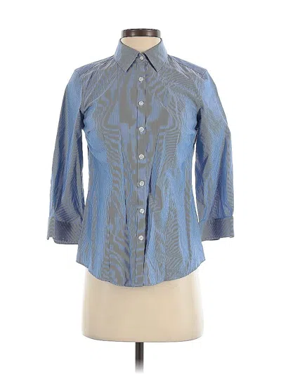 Pre-owned Eddie Bauer 3/4 Sleeve Button Down Shirt In Blue
