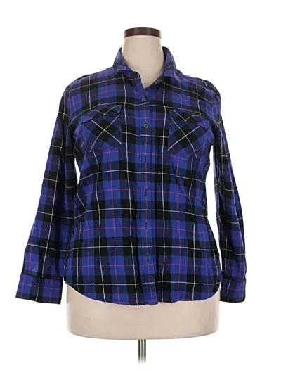 Pre-owned Eddie Bauer 3/4 Sleeve Button Down Shirt In Blue