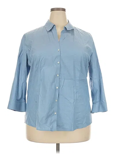 Pre-owned Eddie Bauer 3/4 Sleeve Button Down Shirt In Blue