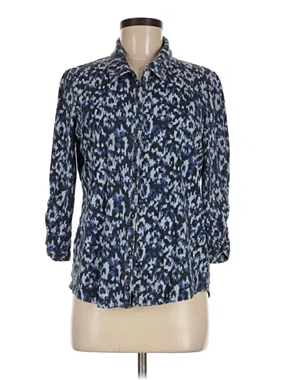 Pre-owned Eddie Bauer 3/4 Sleeve Button Down Shirt In Blue