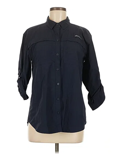 Pre-owned Eddie Bauer 3/4 Sleeve Button Down Shirt In Blue