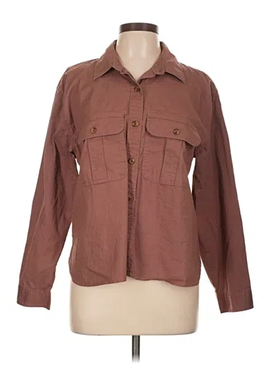 Pre-owned Eddie Bauer 3/4 Sleeve Button Down Shirt In Brown