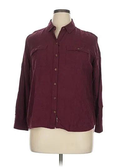 Pre-owned Eddie Bauer 3/4 Sleeve Button Down Shirt In Burgundy