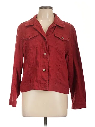 Pre-owned Eddie Bauer 3/4 Sleeve Button Down Shirt In Burgundy