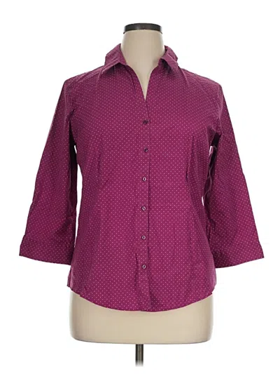 Pre-owned Eddie Bauer 3/4 Sleeve Button Down Shirt In Burgundy