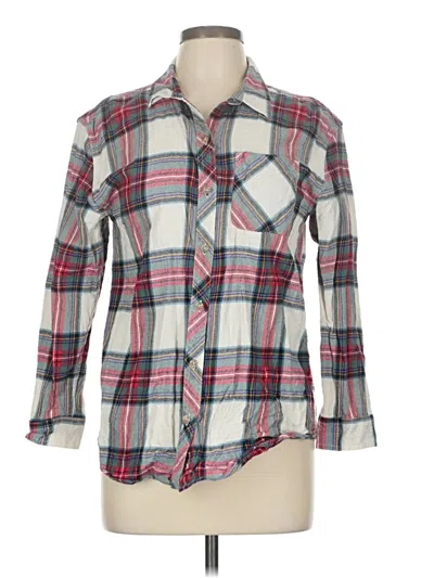 Pre-owned Eddie Bauer 3/4 Sleeve Button Down Shirt In Gray