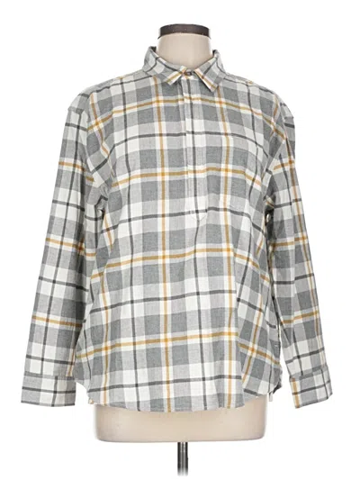 Pre-owned Eddie Bauer 3/4 Sleeve Button Down Shirt In Gray