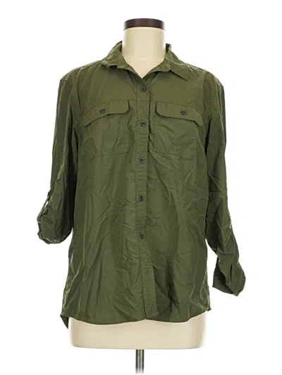 Pre-owned Eddie Bauer 3/4 Sleeve Button Down Shirt In Green