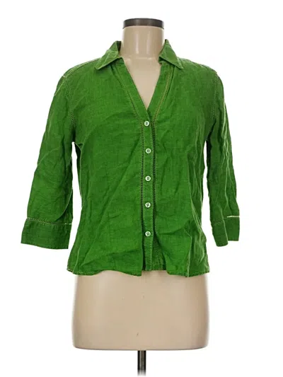 Pre-owned Eddie Bauer 3/4 Sleeve Button Down Shirt In Green