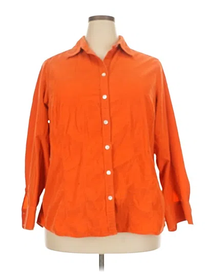 Pre-owned Eddie Bauer 3/4 Sleeve Button Down Shirt In Orange