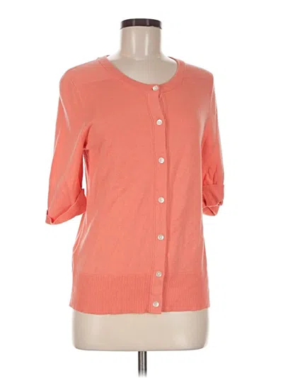 Pre-owned Eddie Bauer 3/4 Sleeve Button Down Shirt In Orange