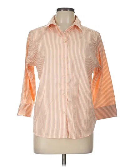Pre-owned Eddie Bauer 3/4 Sleeve Button Down Shirt In Orange