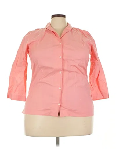 Pre-owned Eddie Bauer 3/4 Sleeve Button Down Shirt In Pink