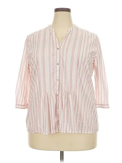 Pre-owned Eddie Bauer 3/4 Sleeve Button Down Shirt In Pink