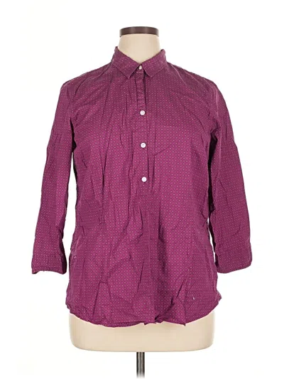 Pre-owned Eddie Bauer 3/4 Sleeve Button Down Shirt In Purple