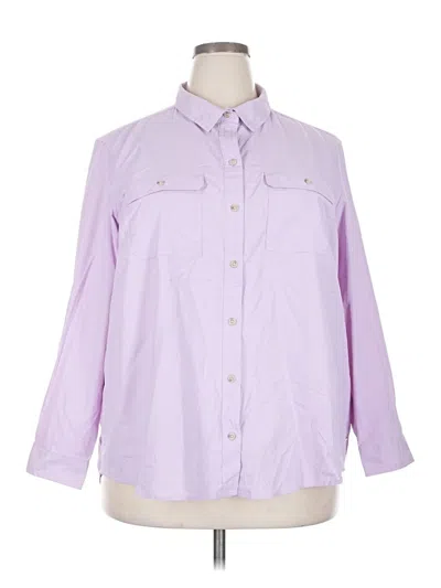 Pre-owned Eddie Bauer 3/4 Sleeve Button Down Shirt In Purple