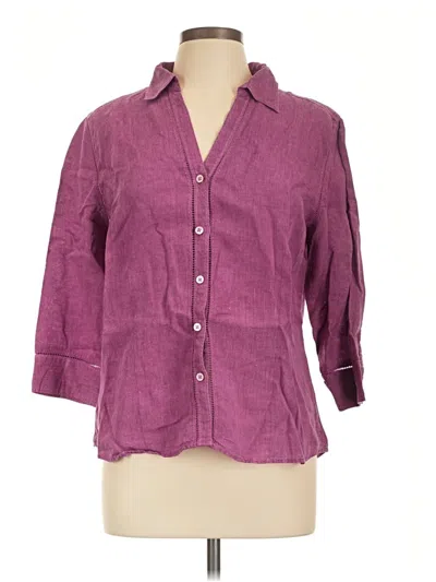 Pre-owned Eddie Bauer 3/4 Sleeve Button Down Shirt In Purple