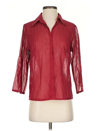 Pre-owned Eddie Bauer 3/4 Sleeve Button Down Shirt In Red