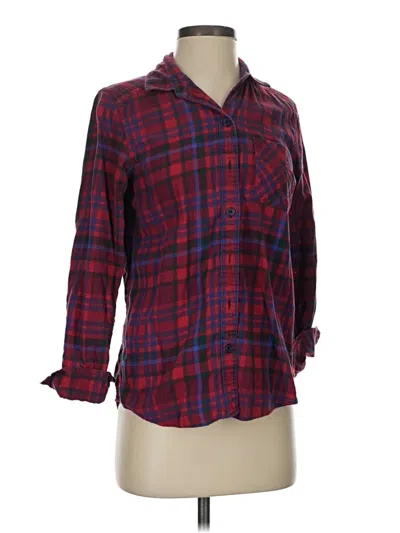 Pre-owned Eddie Bauer 3/4 Sleeve Button Down Shirt In Red