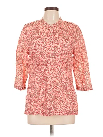 Pre-owned Eddie Bauer 3/4 Sleeve Button Down Shirt In Red
