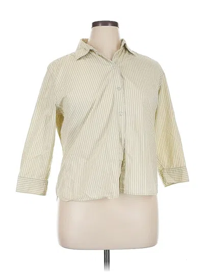 Pre-owned Eddie Bauer 3/4 Sleeve Button Down Shirt In White