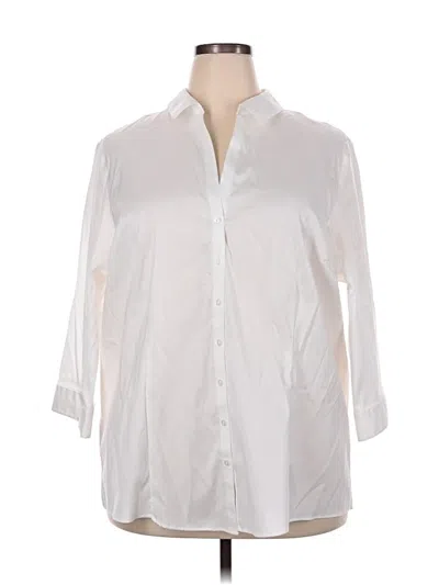 Pre-owned Eddie Bauer 3/4 Sleeve Button Down Shirt In White