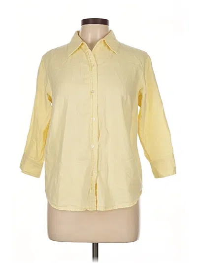 Pre-owned Eddie Bauer 3/4 Sleeve Button Down Shirt In Yellow