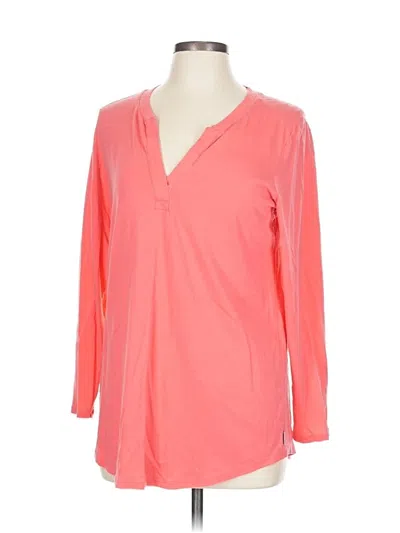 Pre-owned Eddie Bauer 3/4 Sleeve T-shirt In Pink