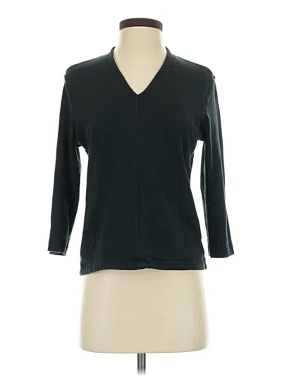 Pre-owned Eddie Bauer 3/4 Sleeve Top Black V-neck Tops