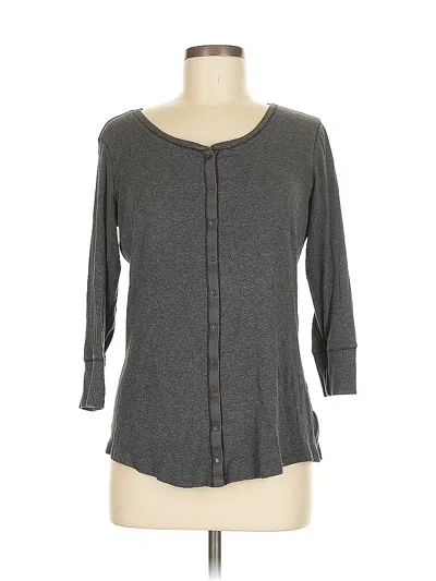 Pre-owned Eddie Bauer 3/4 Sleeve Top Gray Sweetheart Neckline Tops