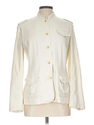 Pre-owned Eddie Bauer 3/4 Sleeve Top Ivory High Neck Tops