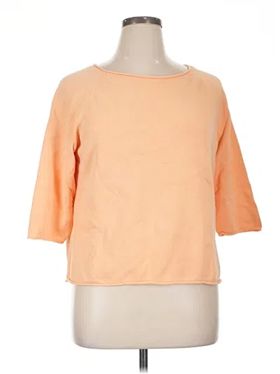 Pre-owned Eddie Bauer 3/4 Sleeve Top Orange Boatneck Tops